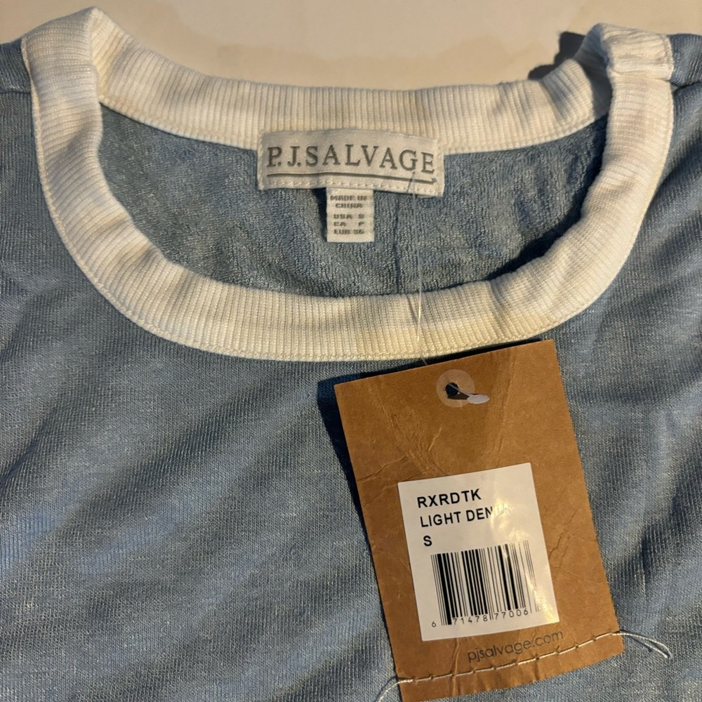 NWT P.J. Salvage Womens Tank Top Small Pajama Light Denim Blue Red RXRDTK New S - Picture 7 of 10